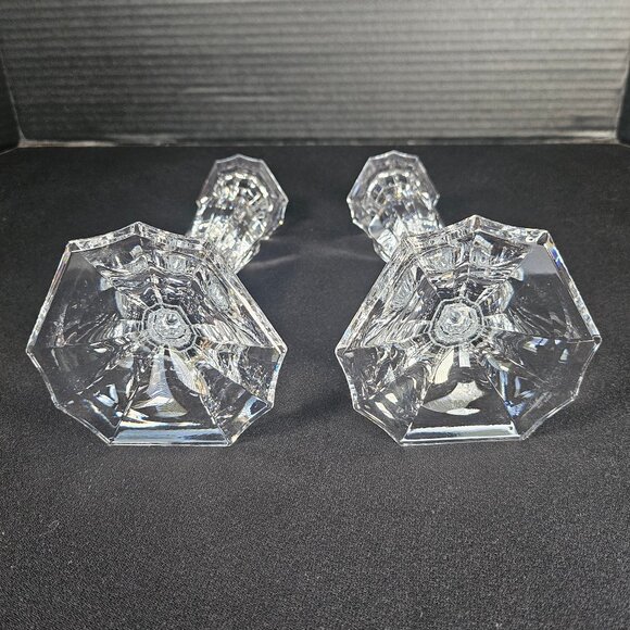 Oscar de la Renta Chippendale Austrian Pair 24% Lead Crystal Candlestick Holder - Picture 8 of 11
